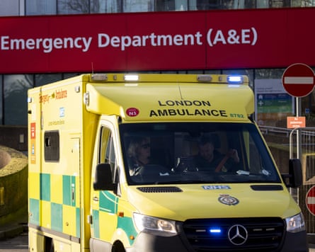 An ambulance outside A&E at a hospital in London
