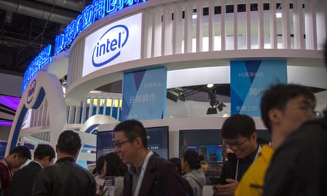 Intel’s stand at the PT Expo in China where it has faced fury from state media regarding its comments about Xinjiang.  