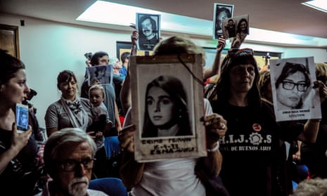 Relatives of those who disappeared listen to the sentencing hearing in Buenos Aires on Wednesday. 