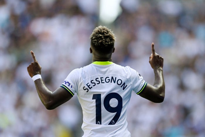 Tottenham Hotspur’s Ryan Sessegnon celebrates scoring their first goal.