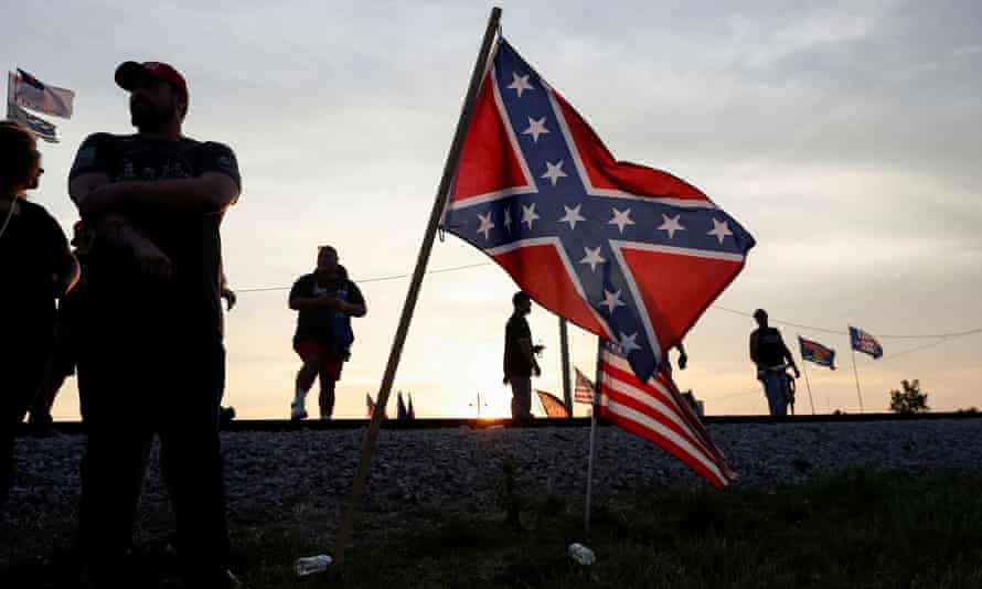 Donald Trump supporters at a post-presidency campaign rally in Wellington, Ohio on Saturday.