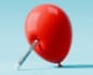 Illustration of red inflated balloon with an injection pen pushing into it