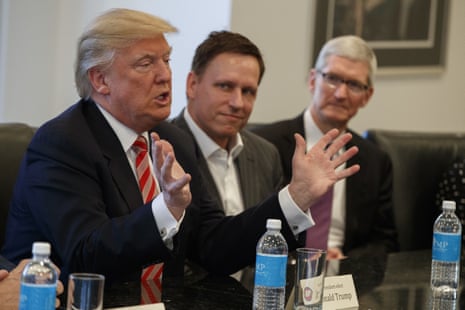 donald trump peter thiel and tim cook at a meeting for tech bosses in trump tower new york