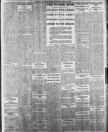A scan of page seven of the Belfast News Letter, published 16 April 1912.