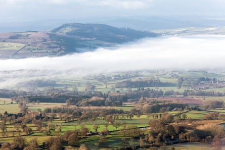 A misty winters morning over the Shropshire countryside