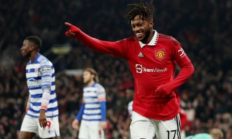 Manchester United's Fred celebrates scoring their third goal.