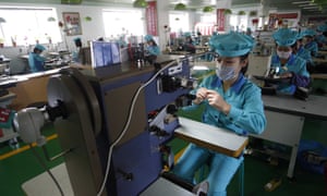 A shoe factory in Wonsan, Kangwon Province, North Korea. The country is staging an ‘80-day battle’, a productivity campaign to boost industries.