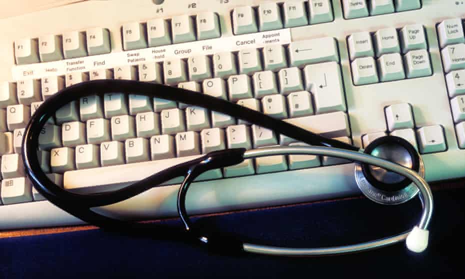 Computer keyboard and stethoscope
