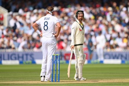Nathan Lyon (right) and Stuart Broad at Lord’s.