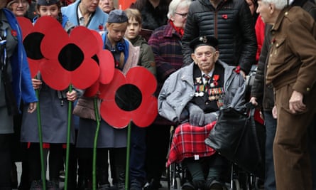 Veterans attend a Remembrance Day service in Edinburgh