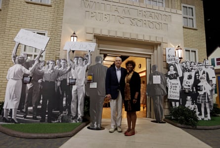 Bridges in 2013 with Charles Burks, one of the marshals who escorted her to school.