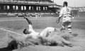 Josh Gibson slides into home during the 12th annual East-West All-Star Game of the Negro Leagues in Chicago in 1944.