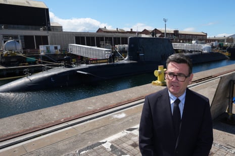 Andy Burnham at the Submarine Academy for Skills and Knowledge (SASK) at BAE Systems, in Barrow today.