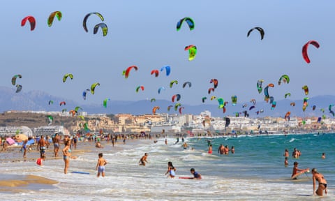 kitesurfing on Tarifa beach.