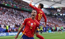 Mikel Merino of Spain celebrates scoring his team's second goal