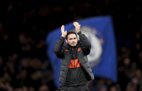Frank Lampard applauds the supporters at the end of the match.
