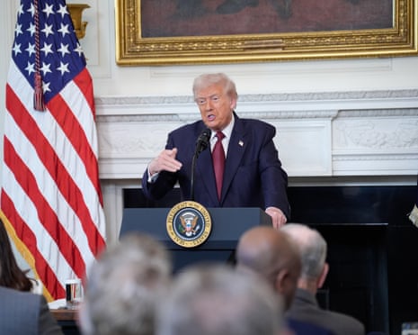 Donald Trump delivers remarks at the breakfast with republican senators in the State Dining Room at the White House, 5 November 2025.