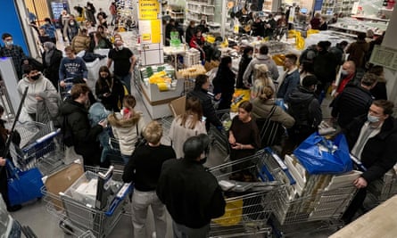 Customers shop in Ikea store in Moscow.