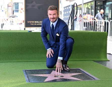 David Beckham poses at his newly unveiled Hollywood Walk of Fame star.