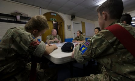 Army cadets during lessons