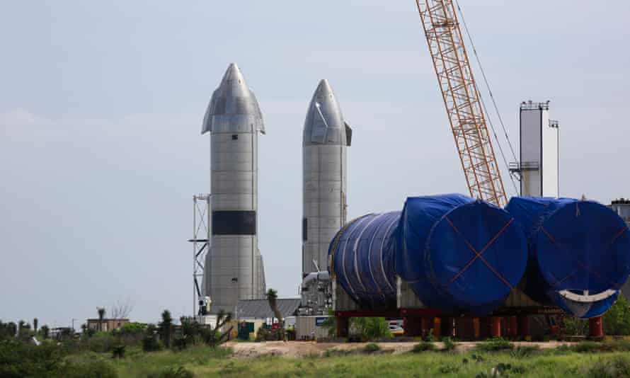 Two Starships now stand inside the SpaceX build site in South Texas.