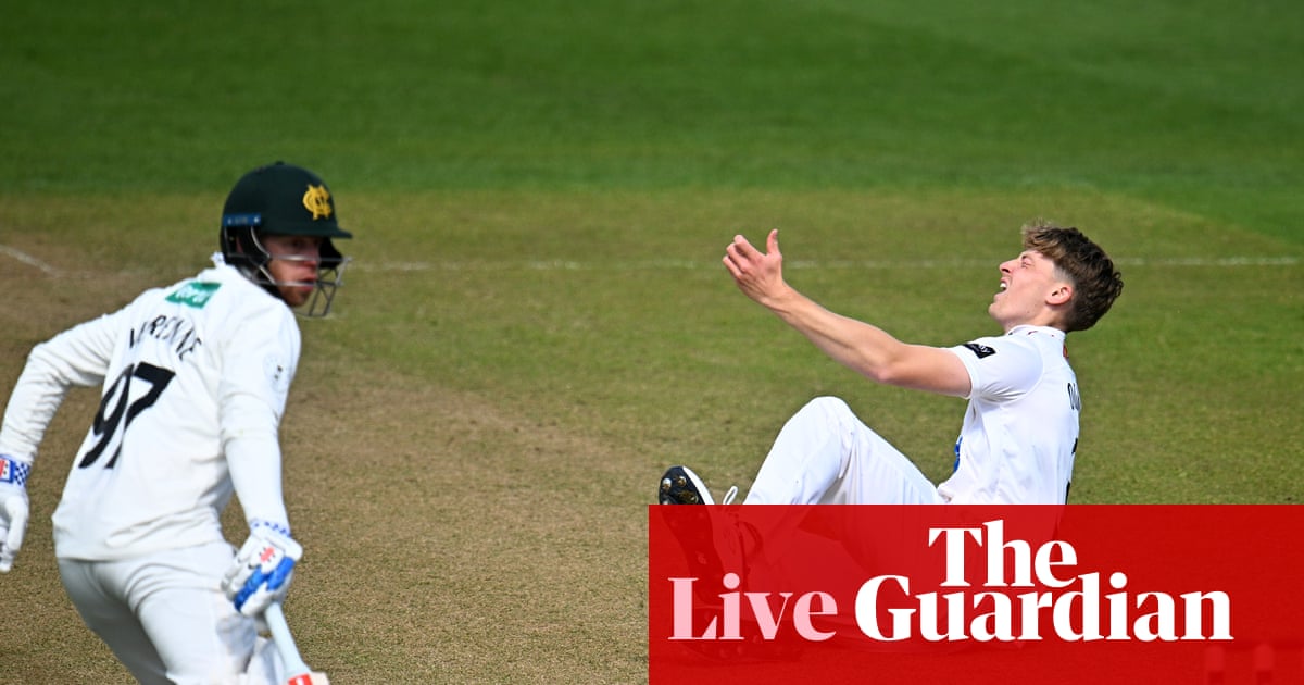 County cricket day three: Durham report storm damage, Essex v Hants and more – live