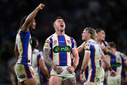 Bradman Best of the Knights celebrates after winning the Preliminary Final