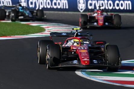 Lewis Hamilton on his way to finishing fifth in second practice.