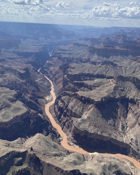 aerial view of cloudy skies over grand canyon