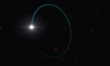 Artist’s impression shows the orbits of both the star and the black hole around their common centre of mass. 