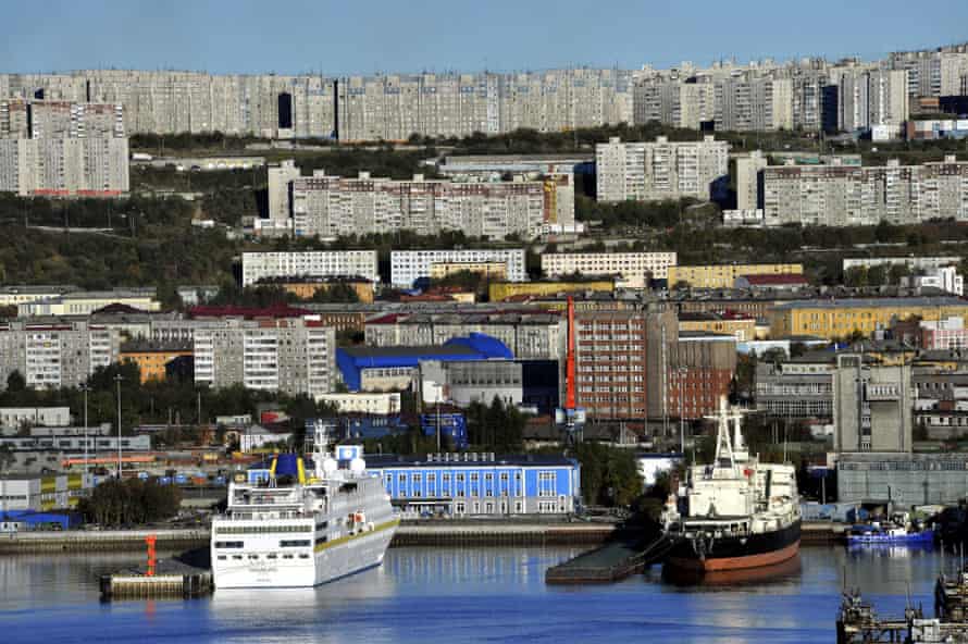 The seaport in Murmansk, Russia.