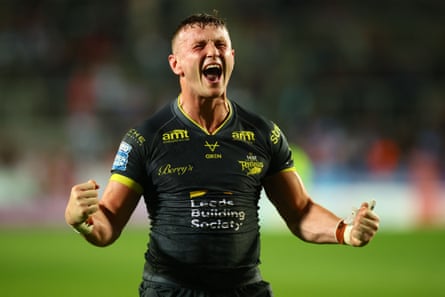 Harry Newman shows his delight at full time