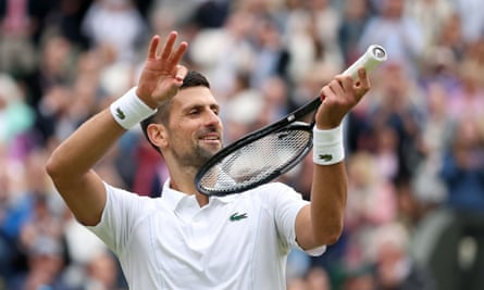Novak Djokovic celebrates his semi-final victory