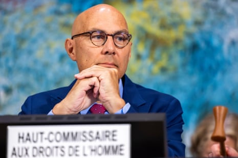 Volker Turk looks on before the opening of the 60th session of the human rights council in Geneva, Switzerland.