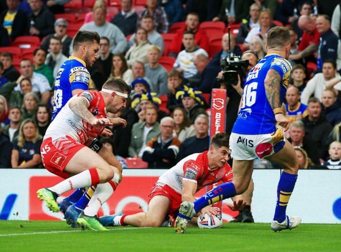 Joe Bennison of St Helens scores his team’s second try of the game.
