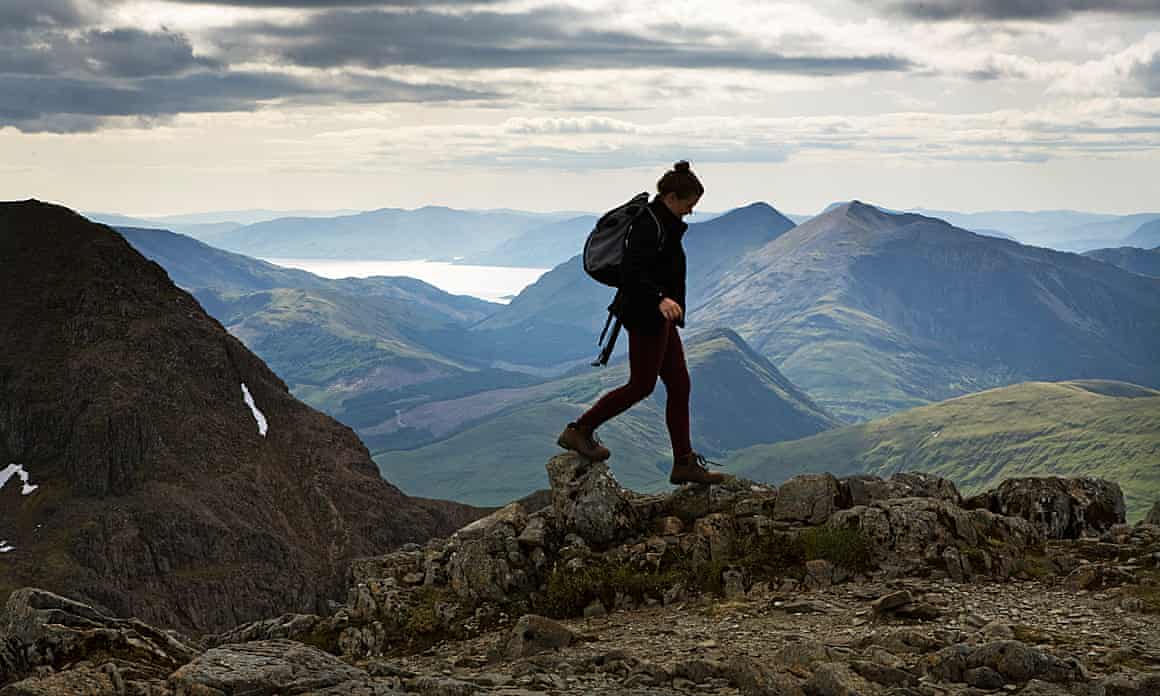 Womaan walking in mountains