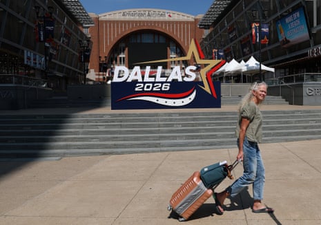 A person walks past the American Airlines Center ahead of the 2026 Republican National Committee (RNC) Midterm Convention on September 08, 2026 in Dallas, Texas.