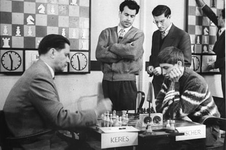 Paul Keres against Bobby Fischer in the Bled-Zagreb-Belgrade Candidates in September 1959