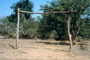 Bubi River, Zimbabwe goalposts photographed by Neville Gabie.