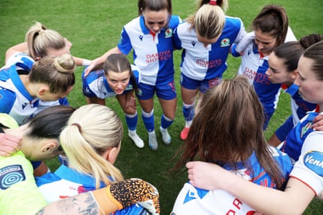 Inside the Blackburn huddle at the Championship match between Rovers and Birmingham City
