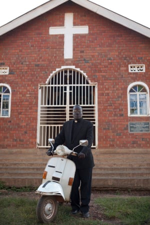 Vespa scooter owners in Uganda, Africa photographed by Ariel Tagar.