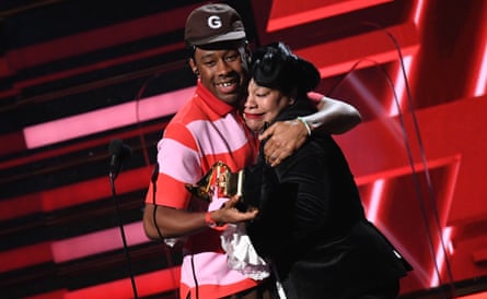Tyler, the Creator and his mother hugging