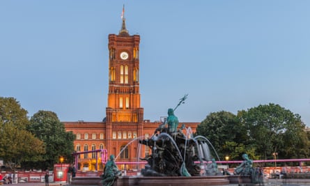 Berlin Town Hall and Neptune Fountain.
