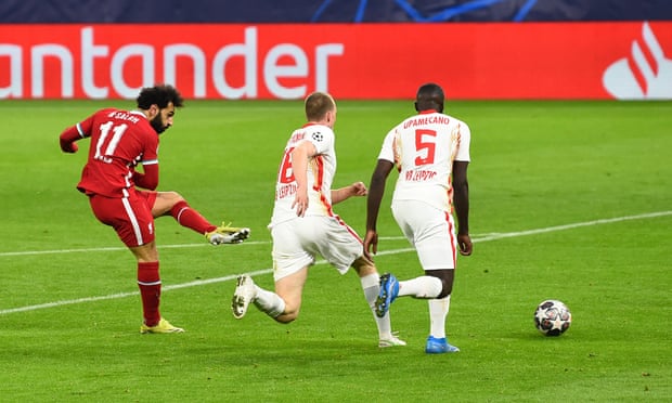 Mohamed Salah opens the scoring for Liverpool against Leipzig