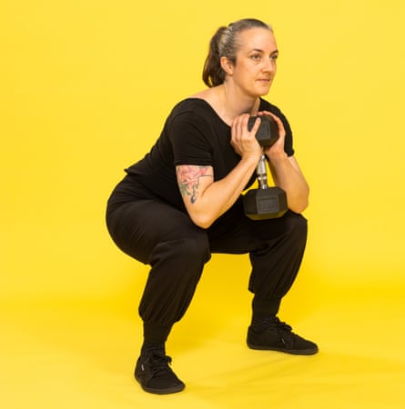 Jo Hazell-Watkins does the goblet squat.