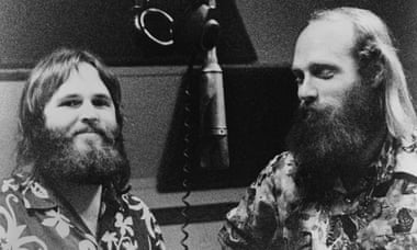 Carl Wilson and Mike Love in the studio.