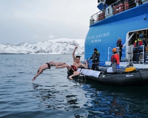 Antarctica ‘I snapped this picture of the post-race polar plunge after the annual Antarctica Marathon. People were tumbling head over heels into the icy waters.’