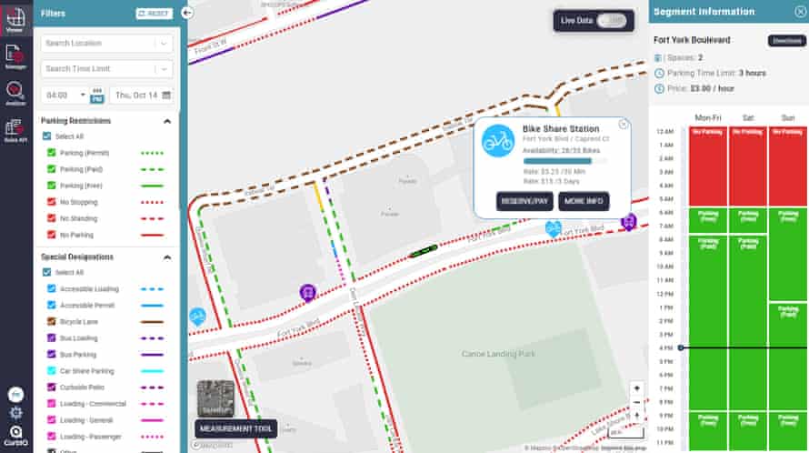 A screenshot of CurbIQ’s curb management platform