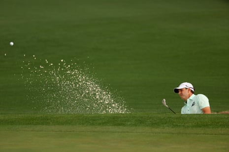 Sergio Garcia plays a shot from a bunker on the 2nd.