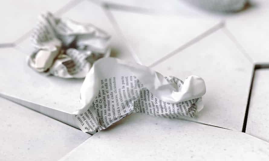 Illustration of screwed up pages of a book